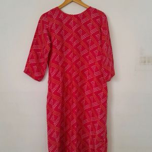 Pink Printer Women Kurta