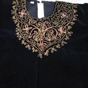 Embroidery Black Top For Kids