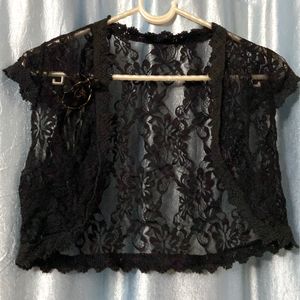 Black Net Cropped Shrug