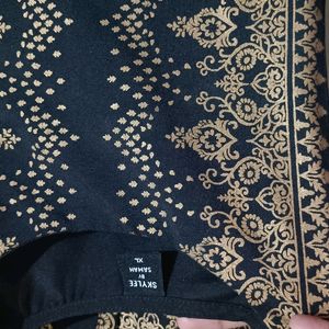 Skylee Rayon Black Kurta Foil Printed