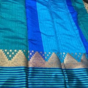 New Peacock Blue Saree For Grabs