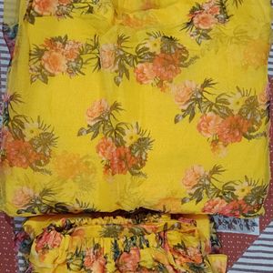 Yellow Orange Printed Kurta Set