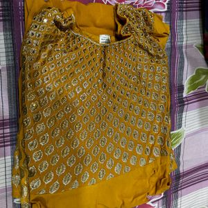 Mustard Colour Anarkali Kurta Size M