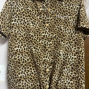 Leopard Print Half Shirt For Women