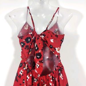 Red Printed Casual Dress (Women)