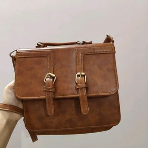 Vintage Brown Satchel Slingbag.