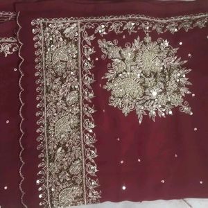 Maroon Colour Zardozi Saree ✨🔥