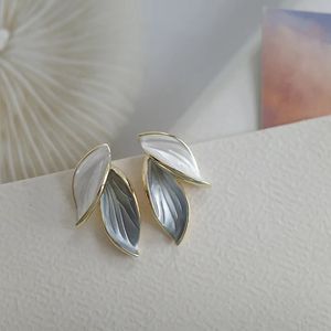 Trendy Bohemian Metal Grey Leaf Dangle Earring