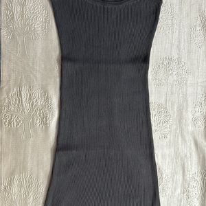 Grey Ribbed Bodycon Dress