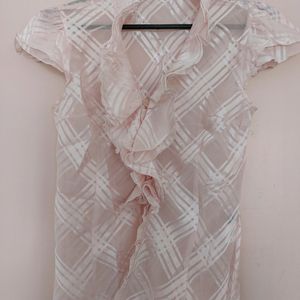 Light Pink Ruffle Neck Top