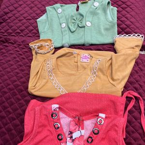 Set Of Three Crop Tops For 2-3 Year Girls