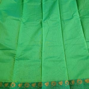 Light Green Saree with Contrast Blouse