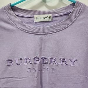 Purple Crew Neck Burberry Sweatshirt