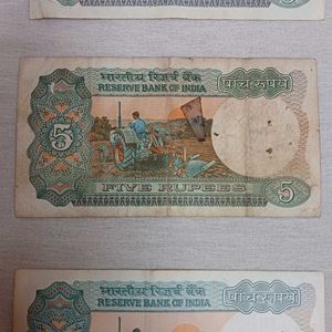 3 Old  Currency Five Rupee Notes