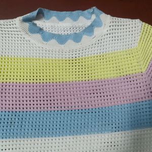 Pastel Rainbow knitted crop top 🌈✨