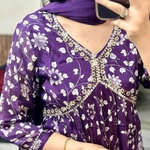 Alia Cut Purple Floral Kurta