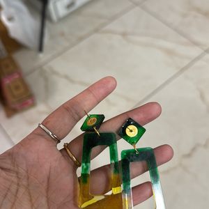 Green And Yellow Essenced Earrings