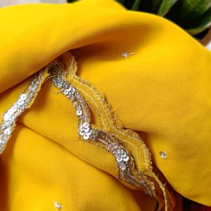 Mustard Color Stone Heavy Work Saree