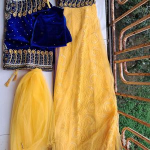 Velvet Heavy Work Blouse And Lehenga