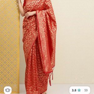 House of Pataudi Red Banarasi Silk Saree