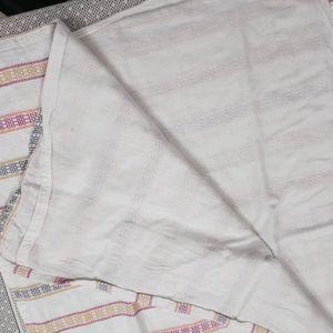 White Round Neck Yarn dyed Kurta