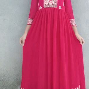 Lucknowi Work Chiffon Gown