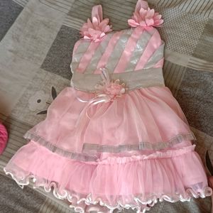 Beby pink frock for 12 months girl