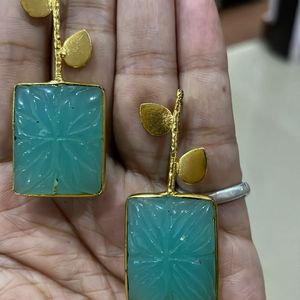 Aqua Blue Stone Earrings