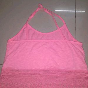 Folresent Pink Lace Crop Top , Free Size , Soft Cotten Material.