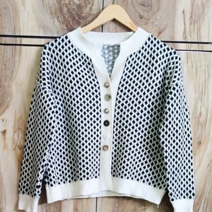 Offwhite & Black Designer Cardigan Size-38