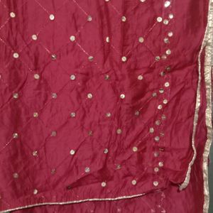 Maroon Full Work Designer Kurti with Pant And Dupa