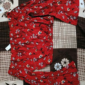 Red Printed Off Shoulder Top For Women