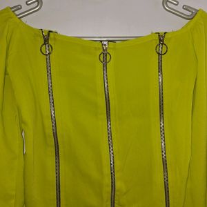 Off Shoulder Neon Green Top