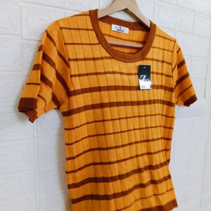 Acrylic Orange Block Print Tops