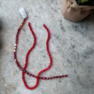 Red Crystal Beads Two Sets Of Bead