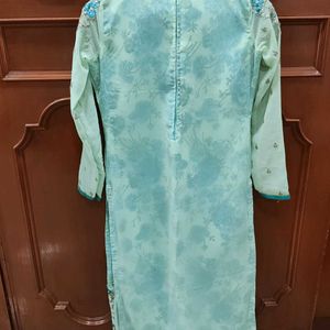 Green Gold Embroidery Kurti