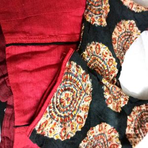 HaIf Jamdani Or Ajrakh print Bengal Handloom Saree