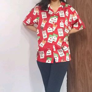 UNISEX Bright Red Funky prints Shirt