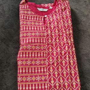 Rose Kurti Top With Yellow Print