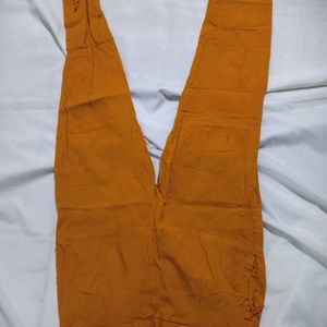 Orange Leggings Pants With Pockets On Both Sides