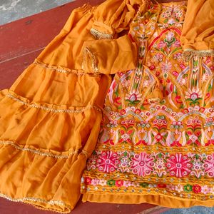 Mirror Work Kurti Sarara With Dupatta Set