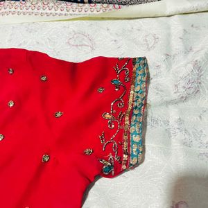 Red Zardosi Saree