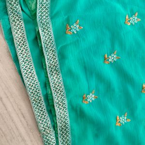 Green Embroidery Saree