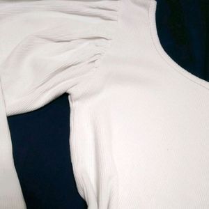 White Broad Neck Top