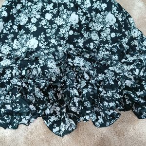 Black & White Floral Skirt