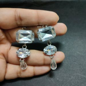 Crystal With Silver Plated Earring (Unused)