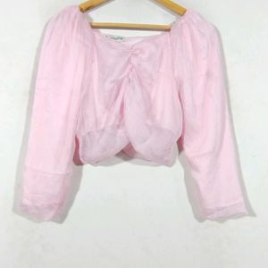 Baby Pink Casual Crop Top (Women)