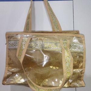 Beautiful Golden Hand Bag With 3 Chains