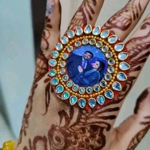 Handmade Kundan With Photo Ring