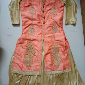 Elegant Orange Golden Kurti